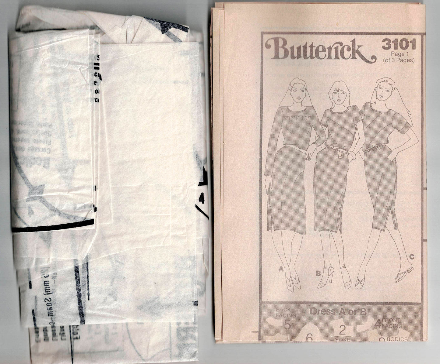 Butterick 3101 Womens Stretch Knit Colour Block Dress 1980s Vintage Sewing Pattern Size 12 Bust 34 inches