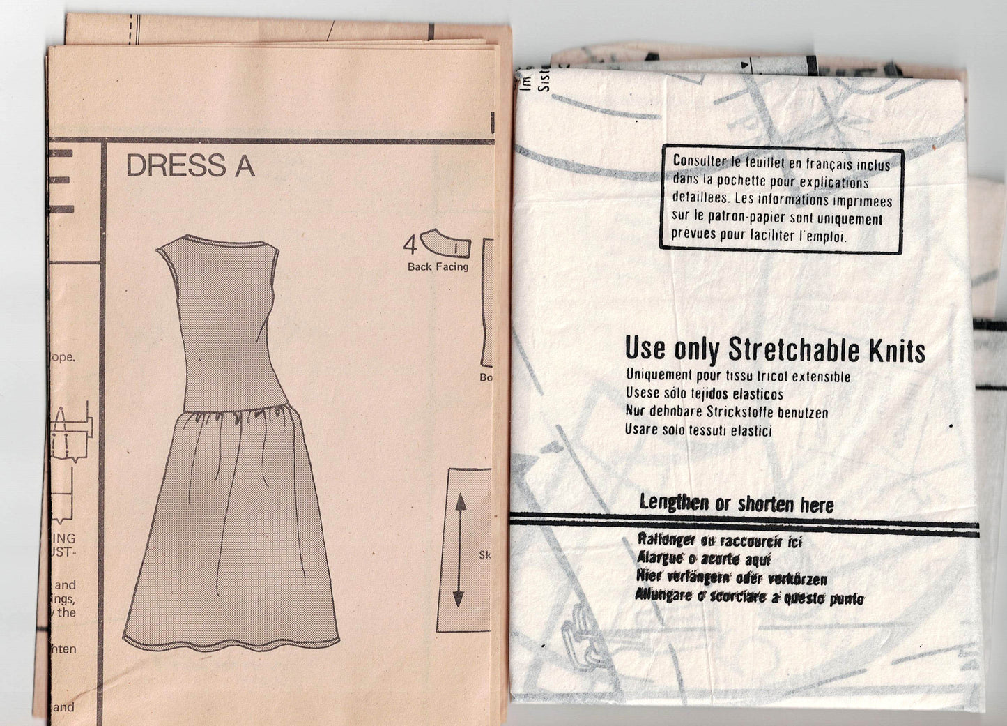 Very Easy Vogue 9820 Womens Stretch Knit Drop Waisted Dress 1970s Vintage Sewing Pattern Size 14 Bust 36 inches