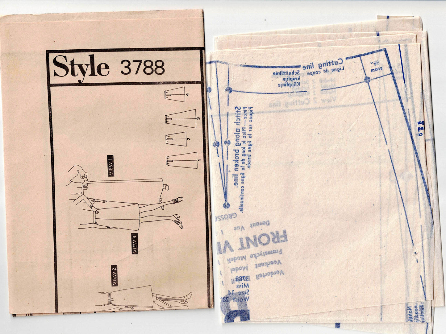 Style 3788 Womens Skirts in 2 Lengths 1970s Vintage Sewing Pattern Size 14 Waist 28 Inches