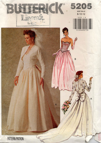 Butterick Pattern 4298 Wedding Gown, Bridesmaid and formal dresses misses  size 8