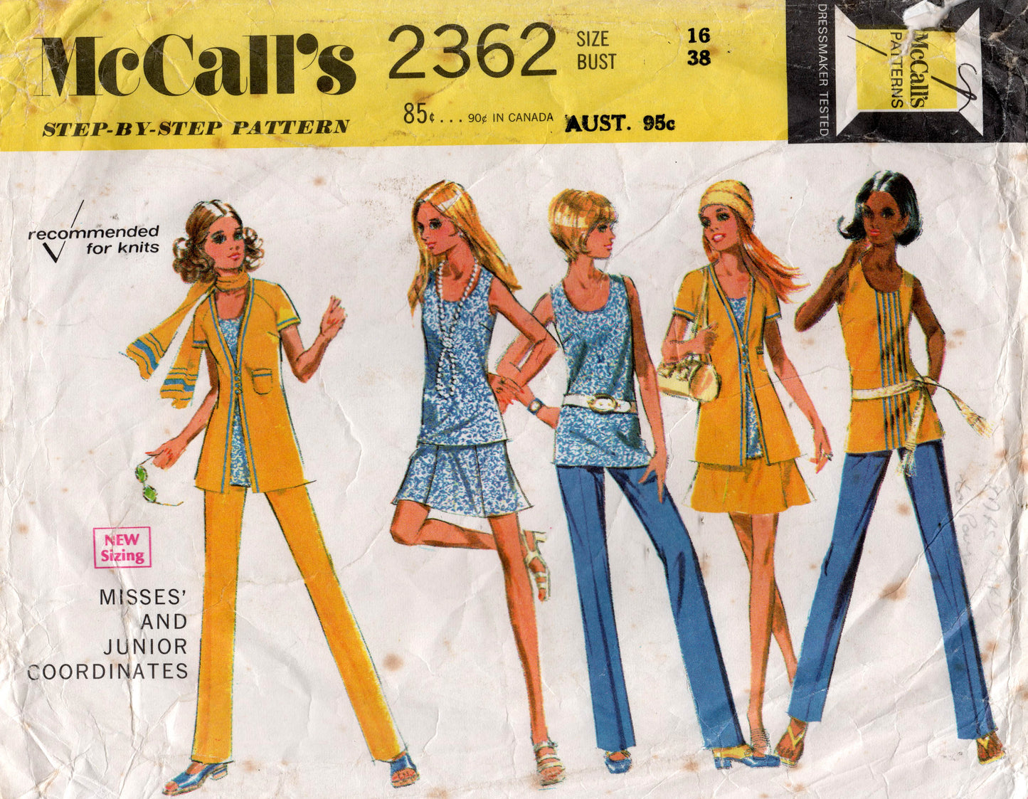 McCall's 2362 Womens Casual Pants Blouse Jackets & Skirt 1970s Vintage Sewing Pattern Size 16 Bust 38 inches