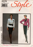 Style 4919 Womens Wrap Peplum Top & Skirt 1980s Vintage Sewing Pattern 10 - 14 UNCUT Factory Folded