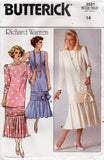 Butterick 3581 RICHARD WARREN Womens Drop Waisted Flounced Hem Evening Dress 1980s Vintage Sewing Pattern Size 12 or 14