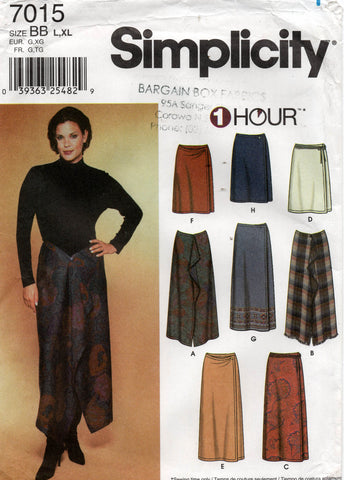 Simplicity 7015 Womens Wrap Skirts Out Of Print Sewing Pattern Sizes L, XL UNCUT Factory Folded