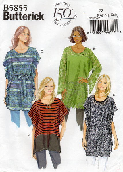 Butterick 5855 Womens Caftan Tunic Tops Out Of Print Sewing Pattern Si