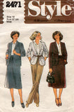 Style 2471 Womens Jacket Pants & Skirt 1970s Vintage Sewing Pattern Size 10 or 12