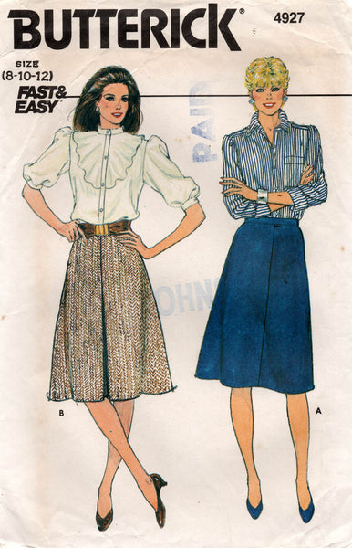 Butterick 4927 Womens A Line Skirts 1980s Vintage Sewing Pattern Size
