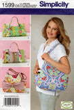 Simplicity 1599 Womens Shoulder Tote Bags Out Of Print Sewing Pattern UNCUT Factory Folded