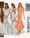 Butterick 3183 Womens Mermaid Hem Wedding Dress with Heart Shaped Cut Out Back 1990s Vintage Sewing Pattern Size 8 - 12 UNCUT Factory Folded