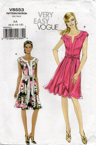 Very Easy Vogue 8553 Stretch Knit Dress & Sash Out Of Print Sewing Pattern Size 6 - 12 UNCUT Factory Folded