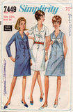 Simplicity 7449 Womens Half Size Shirtdress with Pockets 1960s Vintage Sewing Pattern Size 14 1/2 Bust 35 inches