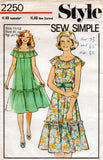 Style 2250 Young Junior Teens Peasant or Off The Shoulder Dress 1970s Vintage Sewing Pattern Size 11/12 Bust 32 inches