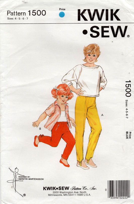 kwik sew 1500 80s girls stirrup pants