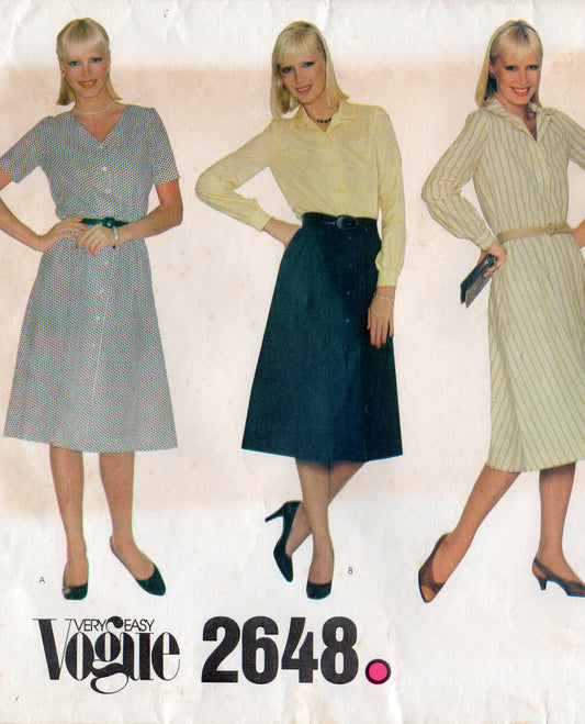 vogue 2648 easy shirtdress 80s