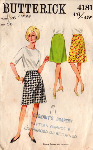 butterick 4181 a line skirt 60s
