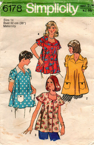 simplicity 6178 maternity tops 70s