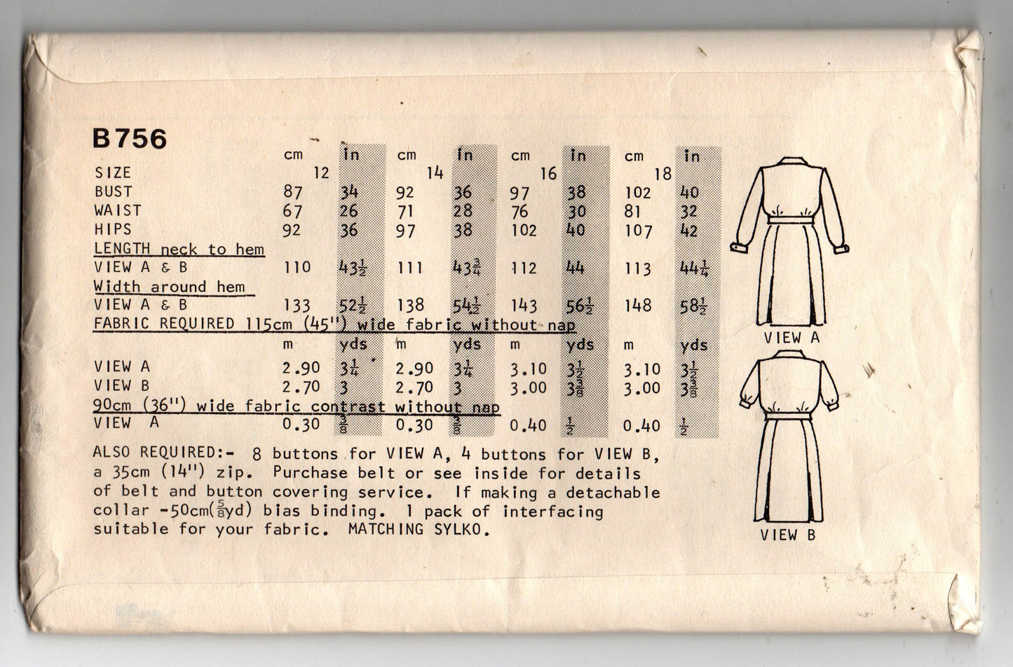 Woman's Weekly B 756 Womens Shirtdress with Pockets 1970s Vintage Sewing Pattern Size 12 Bust 34 inches UNCUT Factory Folded