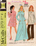 McCall's 2173 Womens Retro Maxi Robe & Pants 1960s Vintage Sewing Pattern Size 10 or 12
