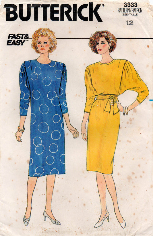 butterick 3333 80s pullover dress