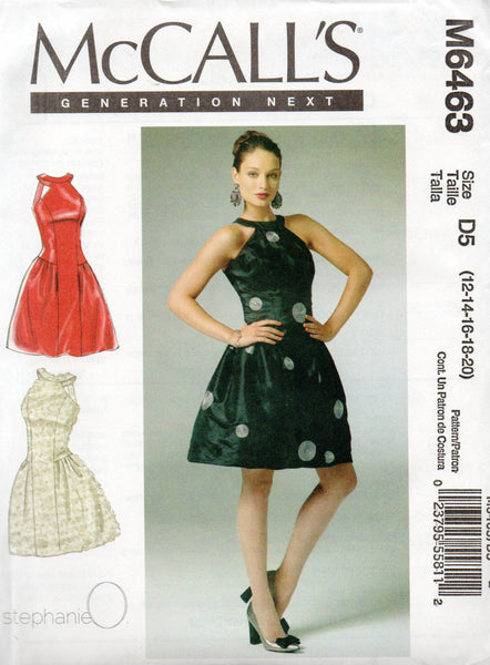 McCall's M6463 Womens STEPHANIE O Side Gathered Evening Prom Formal Dress Out Of Print Sewing Pattern Size 4 - 12 or 12 - 20 Factory Folds