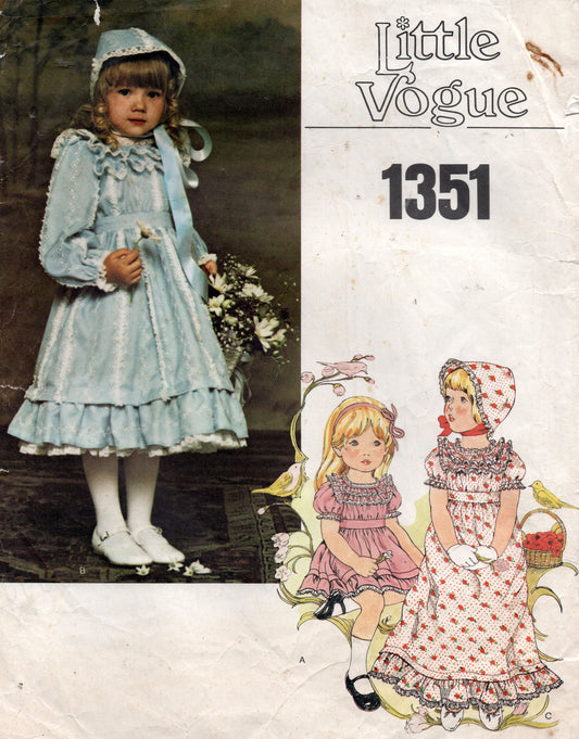 vogue 1351 girls dress and bonnet