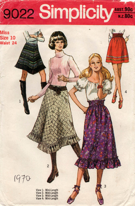 simplicity 9022 70s hippie skirts