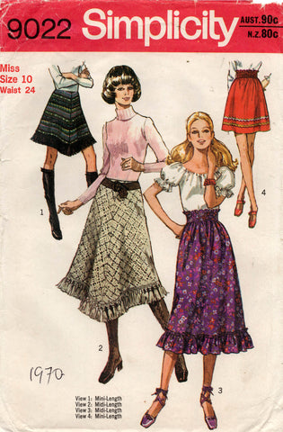 simplicity 9022 70s hippie skirts