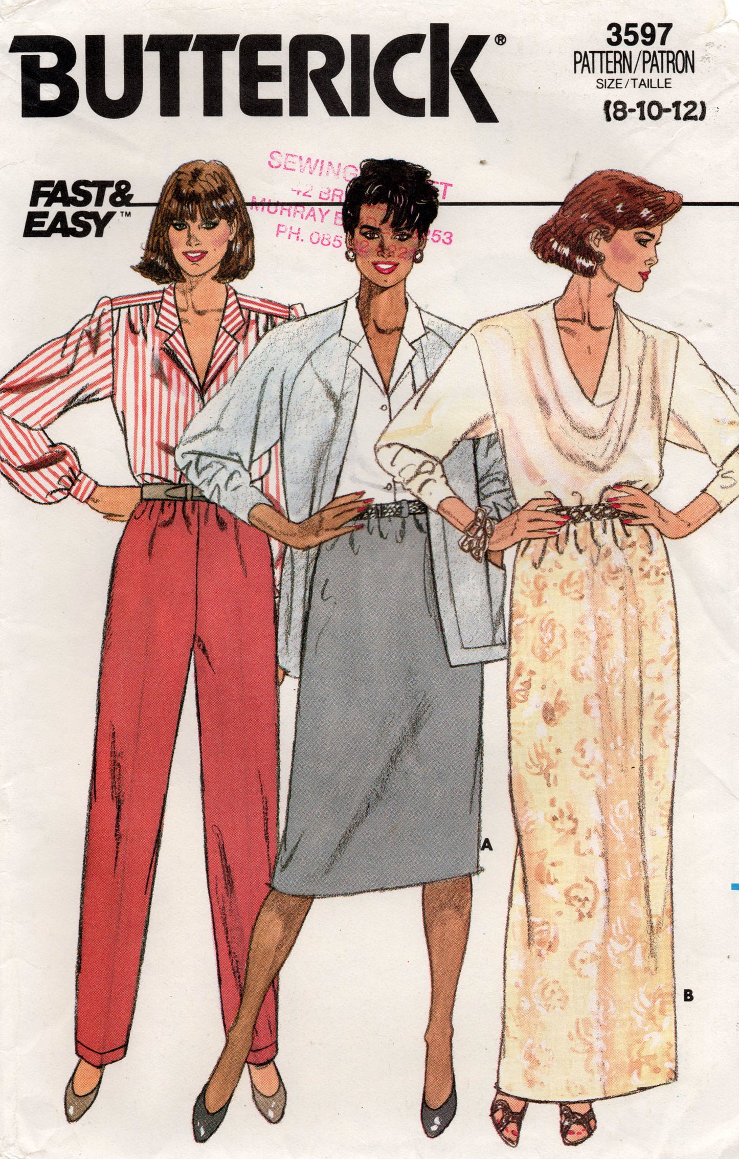 butterick 3597 80s skirt and pants