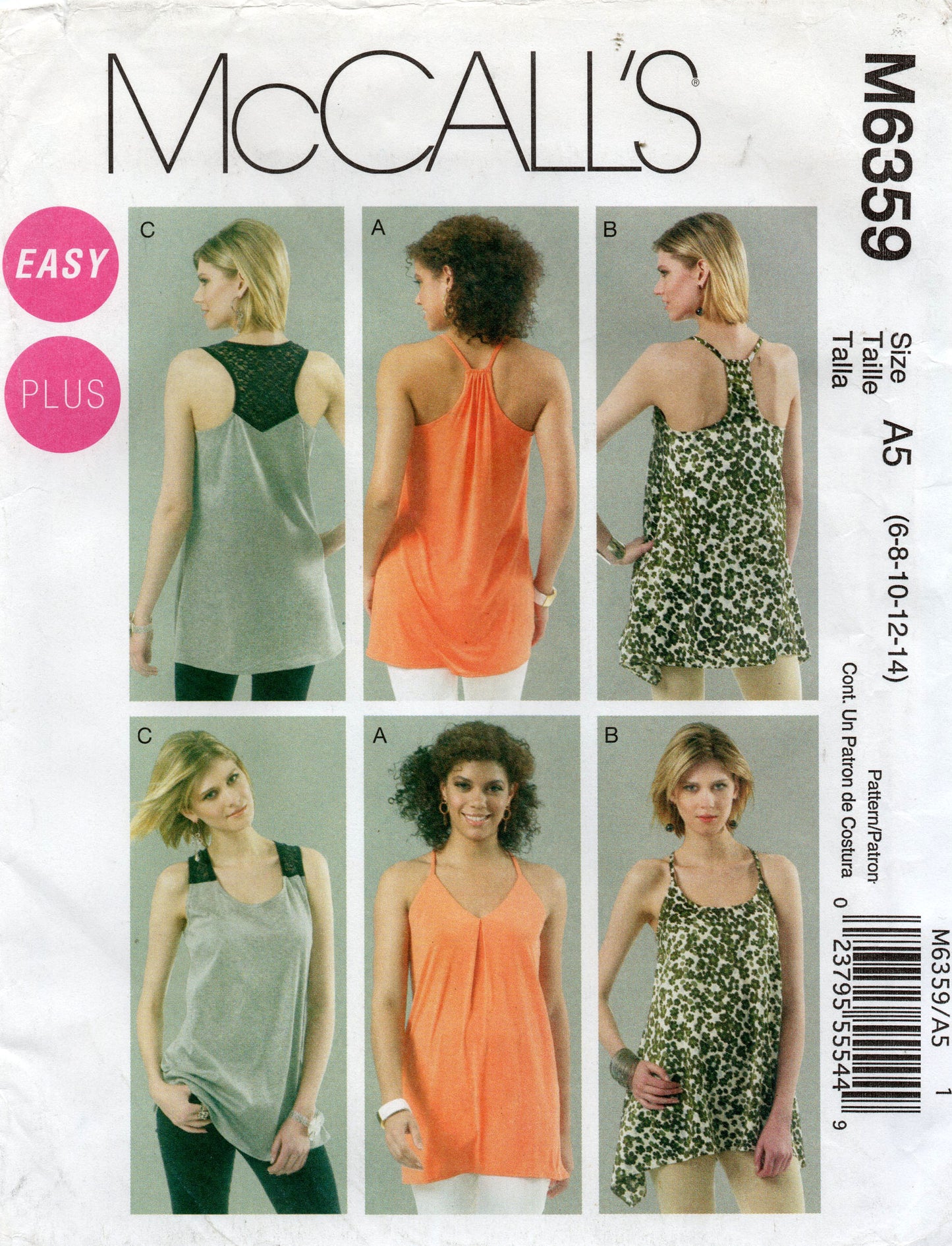 McCall's 6359 summer tops oop