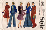 Style 1363 Womens Wide Lapel Jacket Flares & Skirt 1970s Vintage Sewing Pattern Size 12 Bust 34 inches