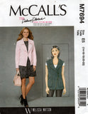 McCall's M7694 Palmer Pletsch Womens Zip Front Jacket & Vest Sewing Pattern Size 14 - 22 UNCUT Factory Folded