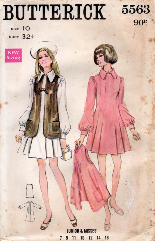 butterick 5563 60s dress and vest
