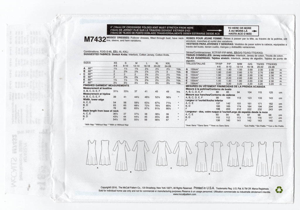 McCall's 2037 Tops Size: B 8-10-12 Uncut Sewing Pattern