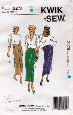 Kwik Sew 2279 Womens Slim Skirts 1990s Vintage Sewing Pattern Size XS - XL UNCUT Factory Folded