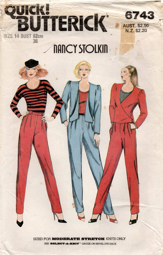 butterick 6743 nancy stolkin pants suit