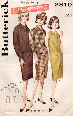 butterick 2810 60s 2 pc dress