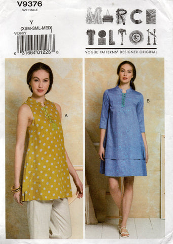 Vogue Designer Original V9376 MARCY TILTON Womens Flared Tunic and Dress Out Of Print Sewing Pattern Sizes XS - M UNCUT Factory Folded