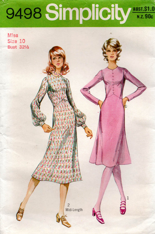 simplicity 9498 70s dress