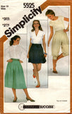 simplicity 5525 80s yoked skirt culottes and knickers
