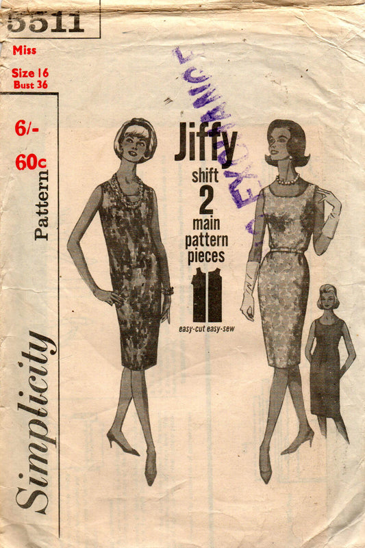 simplicity 5511 60s jiffy shift dress