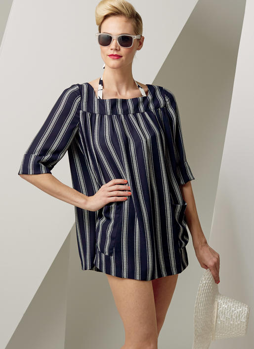 Patrón de costura de Vogue 9255 para mujer, traje de baño, bikini y caftán, reeditado, década de 1960, talla 14-22, sin cortar, doblado de fábrica