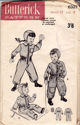 Butterick 2123 Boys Shirt Shorts & Tailored Pants 1950s Vintage Sewing