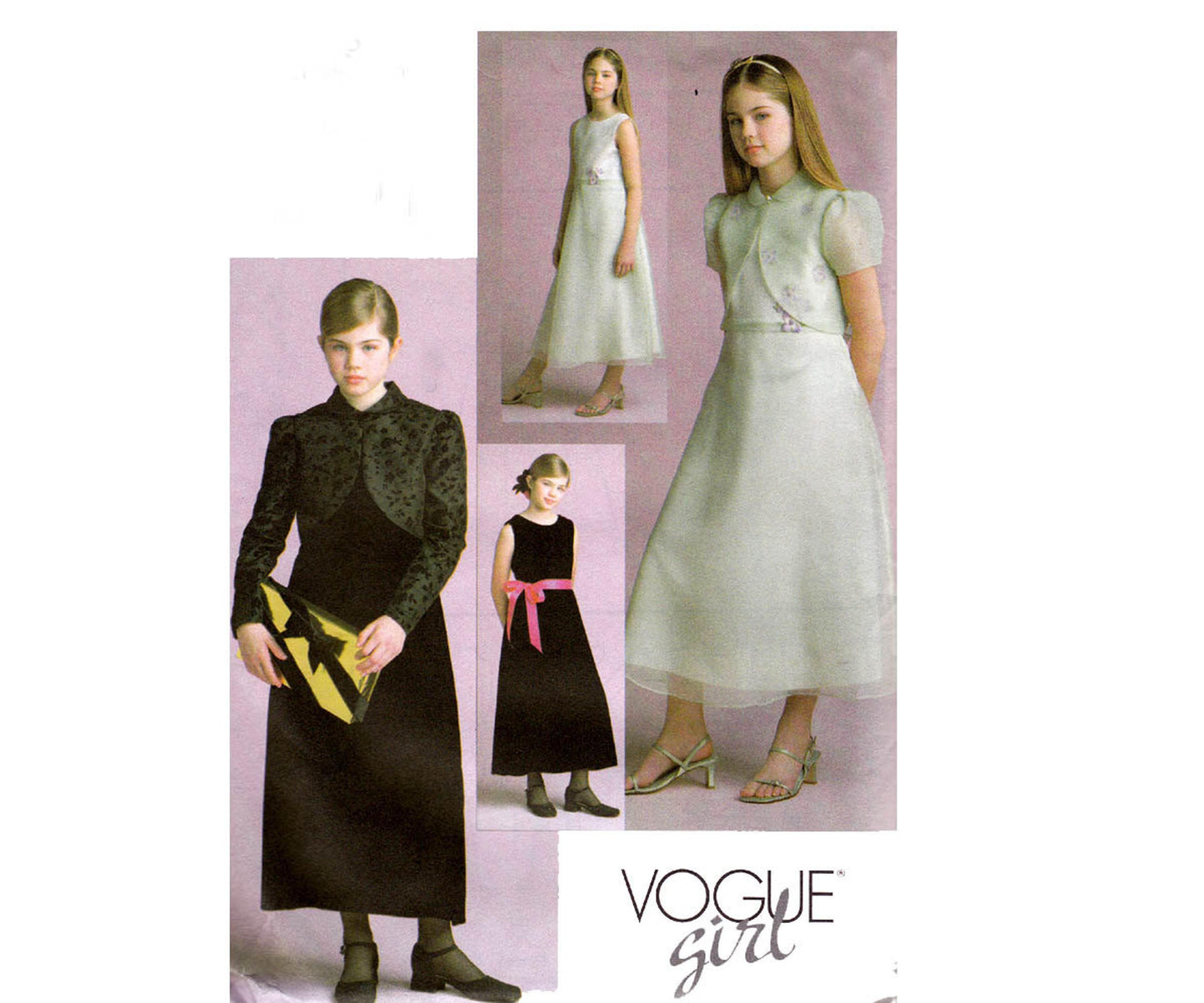 Patrón de costura Vogue 7895 para vestido y chaqueta de noche o dama de honor para niñas adolescentes, talla 12 a 16, sin cortar, doblado de fábrica