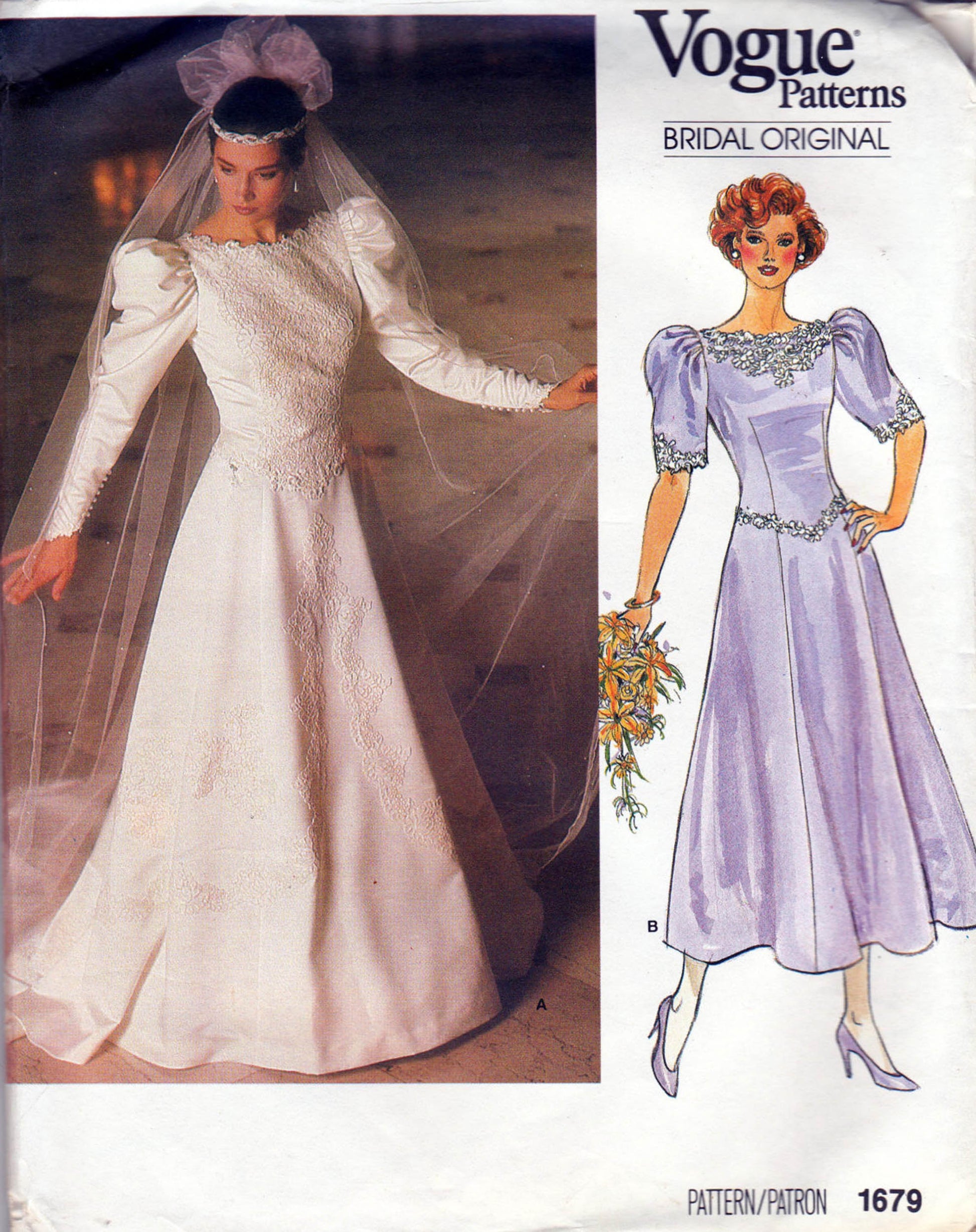 Vogue 1679 80s wedding dress