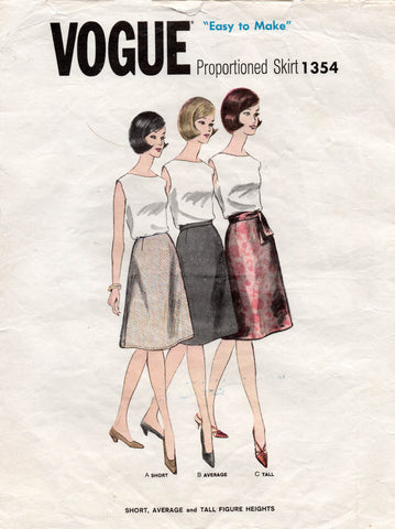 Vogue 1354 proportioned skirts 60s