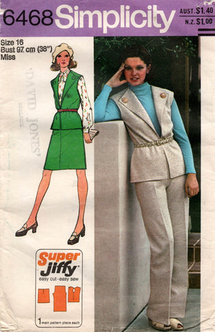 simplicity 6468 70s vest skirt pants
