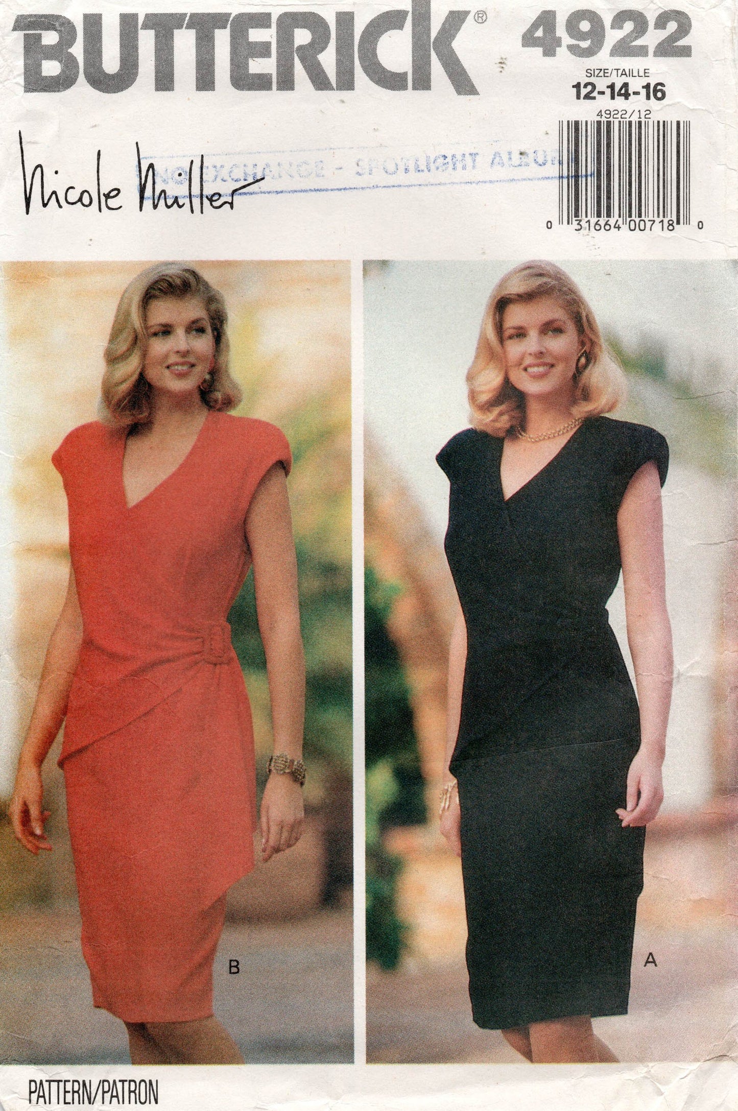 butterick 4922 nicole miller 90s dress