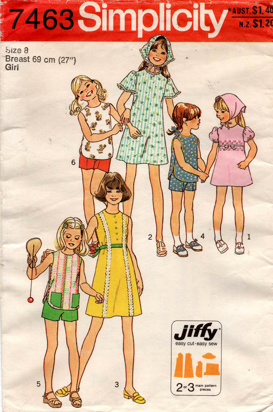 simplicity 7463 70s girls separates