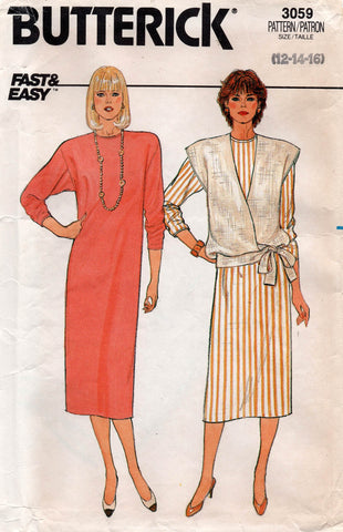 butterick 3059 80s dress and vest