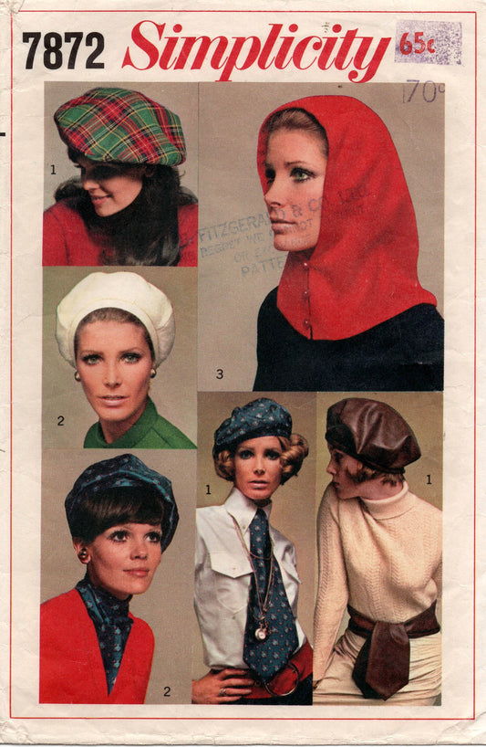 simplicity 7872 hats 60s
